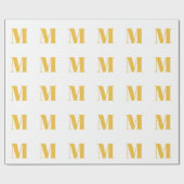 Monogram Beginletter Goud Wit Aangepaste Naam Cadeaupapier (Vlak)