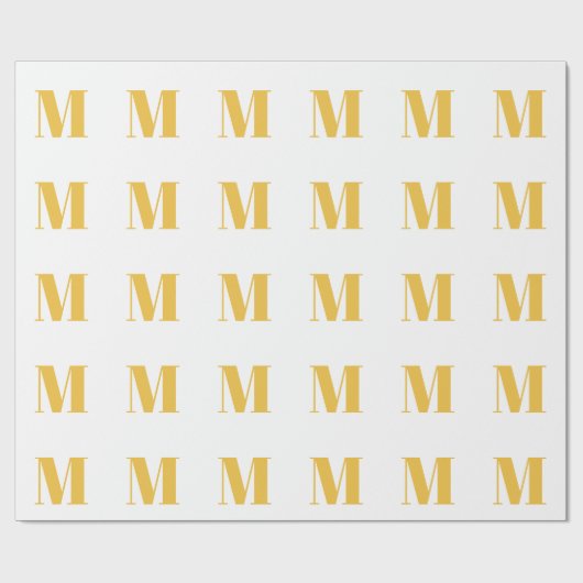 Monogram Beginletter Goud Wit Aangepaste Naam  Cadeaupapier (Vlak)