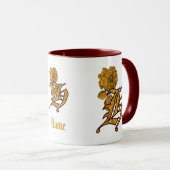 Monogram Beginletter H Elegante Gouden Pioen Perso Mok (Voorkant rechts)
