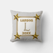 Monogram Beginletter L Goud Zilver Sterren Accent Kussen (Voorkant)