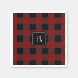 Monogram Beginletter met Landelijke Buffalo Plaid  Servet