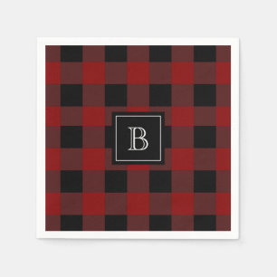Monogram Beginletter met Landelijke Buffalo Plaid Servet