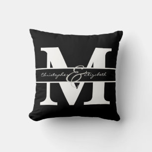 Monogram beginletter met namen op voor- en achterk kussen