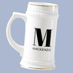 Monogram Beginletter Naam Eenvoudig Bierpul