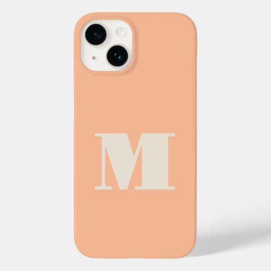 Monogram Beginletter Perzik Modern Case-Mate iPhone Case (Achterkant)
