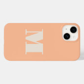 Monogram Beginletter Perzik Modern Case-Mate iPhone Case (Achterkant (horizontaal))