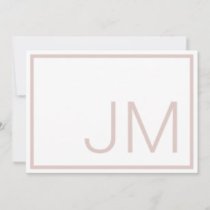Monogram Beginletter Roze Dankjewelkaart Bedankkaart