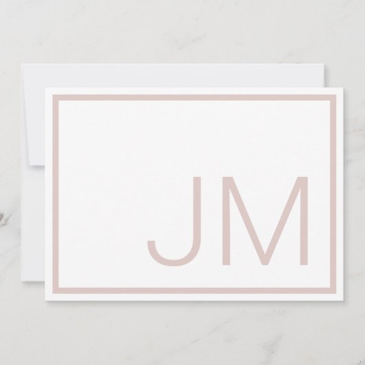 Monogram Beginletter Roze Dankjewelkaart Bedankkaart (Voorkant)