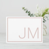 Monogram Beginletter Roze Dankjewelkaart Bedankkaart (Staand voorkant)