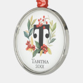 Monogram Beginletter T Beskrans Kerstmis Metalen Ornament (Links)