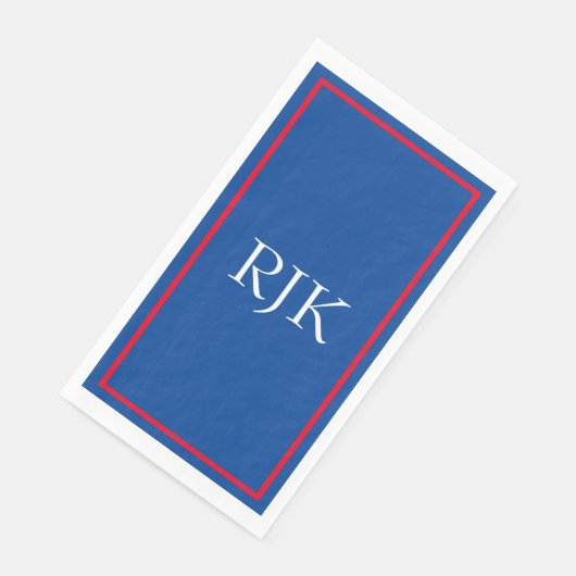 Monogram Beginletters Aangepast Rood Blauw Wit 202 Servet (Hoek)