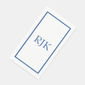 Monogram Beginletters Aangepaste Naam Blauw Trendy Servet (Hoek)