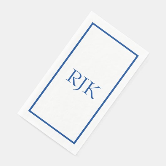 Monogram Beginletters Aangepaste Naam Blauw Trendy Servet (Hoek)