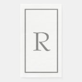 Monogram Beginletters Aangepaste Naam Grijs Wit Servet (Voorkant)