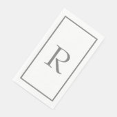 Monogram Beginletters Aangepaste Naam Grijs Wit Servet (Hoek)