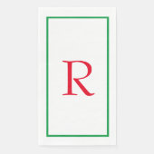 Monogram Beginletters Aangepaste Naam Rood Groen W Servet (Voorkant)