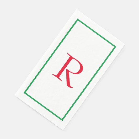 Monogram Beginletters Aangepaste Naam Rood Groen W Servet (Hoek)