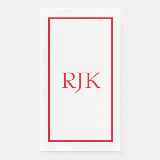 Monogram Beginletters Aangepaste Naam Rood Trend 2 Servet (Voorkant)