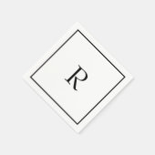 Monogram Beginletters Aangepaste Naam Zwart Wit Co Servet (Hoek)