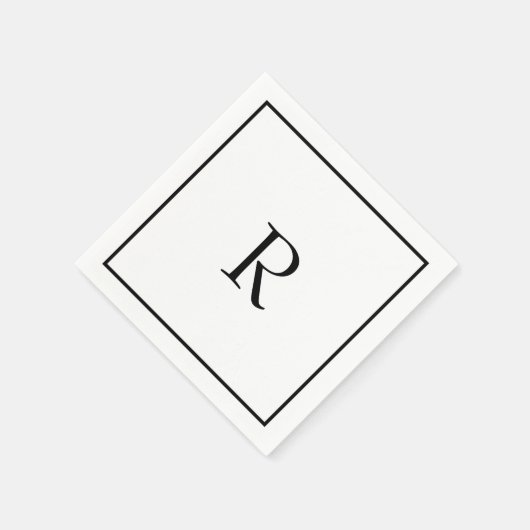 Monogram Beginletters Aangepaste Naam Zwart Wit Co Servet (Hoek)