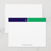 Monogram Beginletters Blauw Groen Band Briefpapier Notitiekaartje (Voorkant / Achterkant)