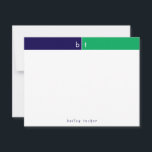 Monogram Beginletters Blauw Groen Band Briefpapier Notitiekaartje<br><div class="desc">Dit eenvoudige, moderne ontwerp heeft een 2-kleurige band met 2 initialen en naam/tekst aan de onderkant. Klik op de aanpassen knop als je de ontwerpelementen wilt aanpassen en/of de tekst verder wilt wijzigen! Variaties van dit ontwerp, extra kleuren en bijpassende producten zijn beschikbaar in onze winkel, zazzle.com/store/doodlelulu. Neem contact met...</div>