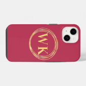 Monogram Beginletters Elegante Roze Goud Cirkels iPhone Hoesje (Achterkant horizontaal)