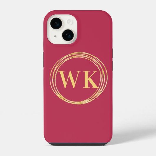 Monogram Beginletters Elegante Roze Goud Cirkels iPhone Hoesje (Achterkant)