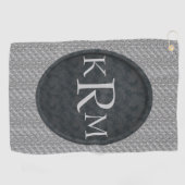 Monogram Beginletters Elegante Zwarte Bloemen  Golfhanddoek (Horizontaal)