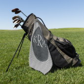 Monogram Beginletters Elegante Zwarte Bloemen  Golfhanddoek (Groen)