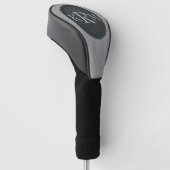 Monogram Beginletters Elegante Zwarte Bloemen Golfheadcover (Schuin)