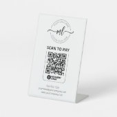 Monogram Beginletters Logo met QR Code Scan om te  Reclamebord Met Voetstuk (Voorkant)