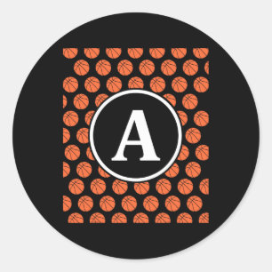 Monogram Beginletters Naam Letter A Sketll Patroon Ronde Sticker