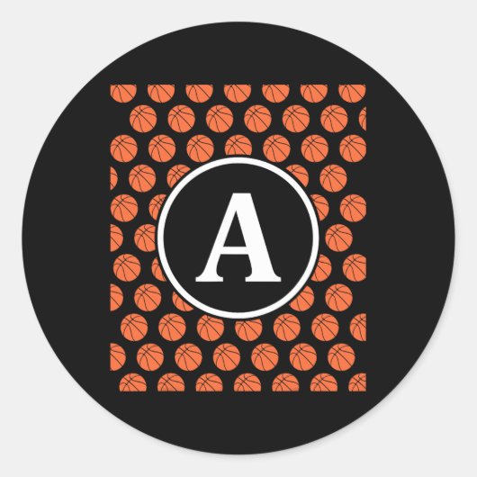 Monogram Beginletters Naam Letter A Sketll Patroon Ronde Sticker (Voorkant)