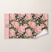 Monogram Beginletters Perzik Roze Bloemige Bruids  Bad Handdoek (Handdoek)