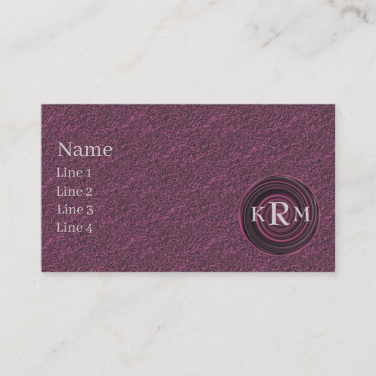 Monogram Beginletters Pruimswirls Ontwerp  Visitekaartje (Voorkant)