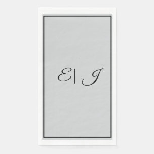 Monogram Beginletters Retro Schrift Zilver Grijs B Servet