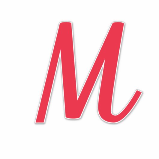 Monogram Beginletters Rood Vet Aangepaste Naam Let Sticker (Voorkant)