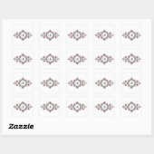 Monogram Beginletters Roze Grijs Zilveren Envelope Vierkante Sticker (Vel)