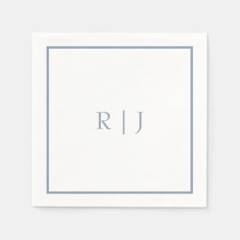 Monogram Beginletters Stofblauw Eenvoudige Trouwda Servet