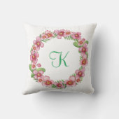 Monogram Beginletters Trendy Roze Groen Bloemmotie Kussen (Achterkant)