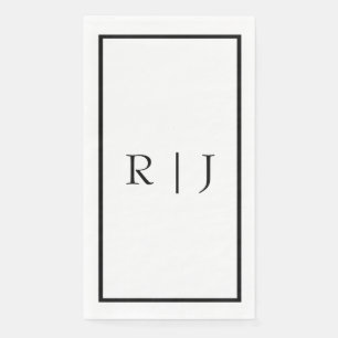 Monogram Beginletters Zwart Wit Eenvoudige Huwelij Servet