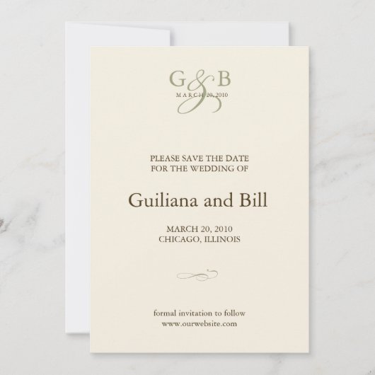 monogram behalve de datum save the date (Voorkant)