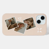 Monogram Beige Custom 3 Photo Collage Case-Mate iPhone Case (Achterkant (horizontaal))