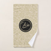 Monogram beige damast bad handdoek (Handdoek)