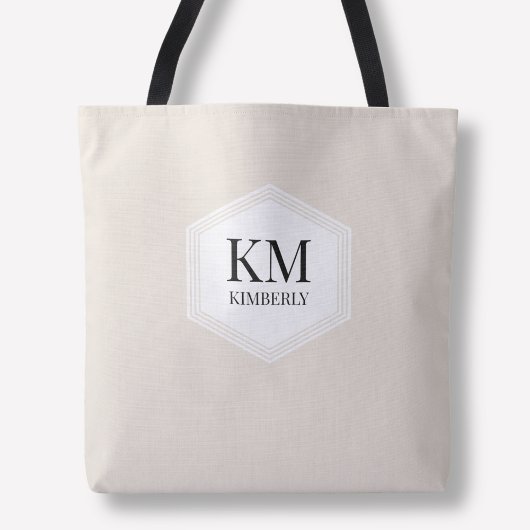 Monogram Beige Eenvoudig Neutraal Modern Aangepast Tote Bag