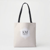 Monogram Beige Eenvoudig Neutraal Modern Aangepast Tote Bag (Voorkant)