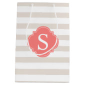 Monogram beige en Coral Stripes Medium Cadeauzakje (Achterkant)