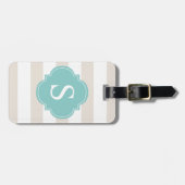 Monogram beige en mint Stripes Bagagelabel (Voorkant horizontaal)