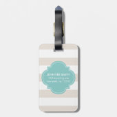 Monogram beige en mint Stripes Bagagelabel (Achterkant verticaal)